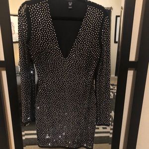 Long sleeve shirt body con sparkle dress